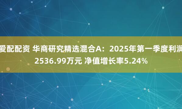 爱配配资 华商研究精选混合A：2025年第一季度利润2536.99万元 净值增长率5.24%